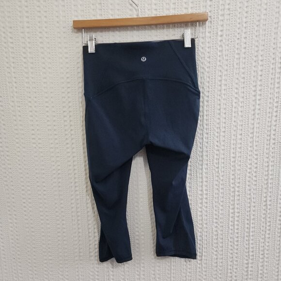 Lululemon Run Inspire Crop Leggings Navy Blue Size 4 Luxtreme Like New - Picture 4 of 13